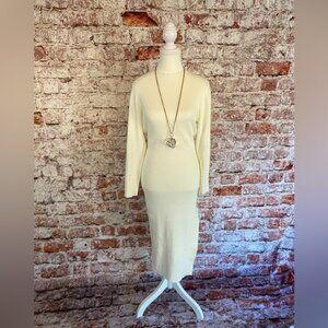 ZESICA - NWOT- Ribbed Knit Dress Mock Neck Slim Fit Side Slit Sweater Dress
